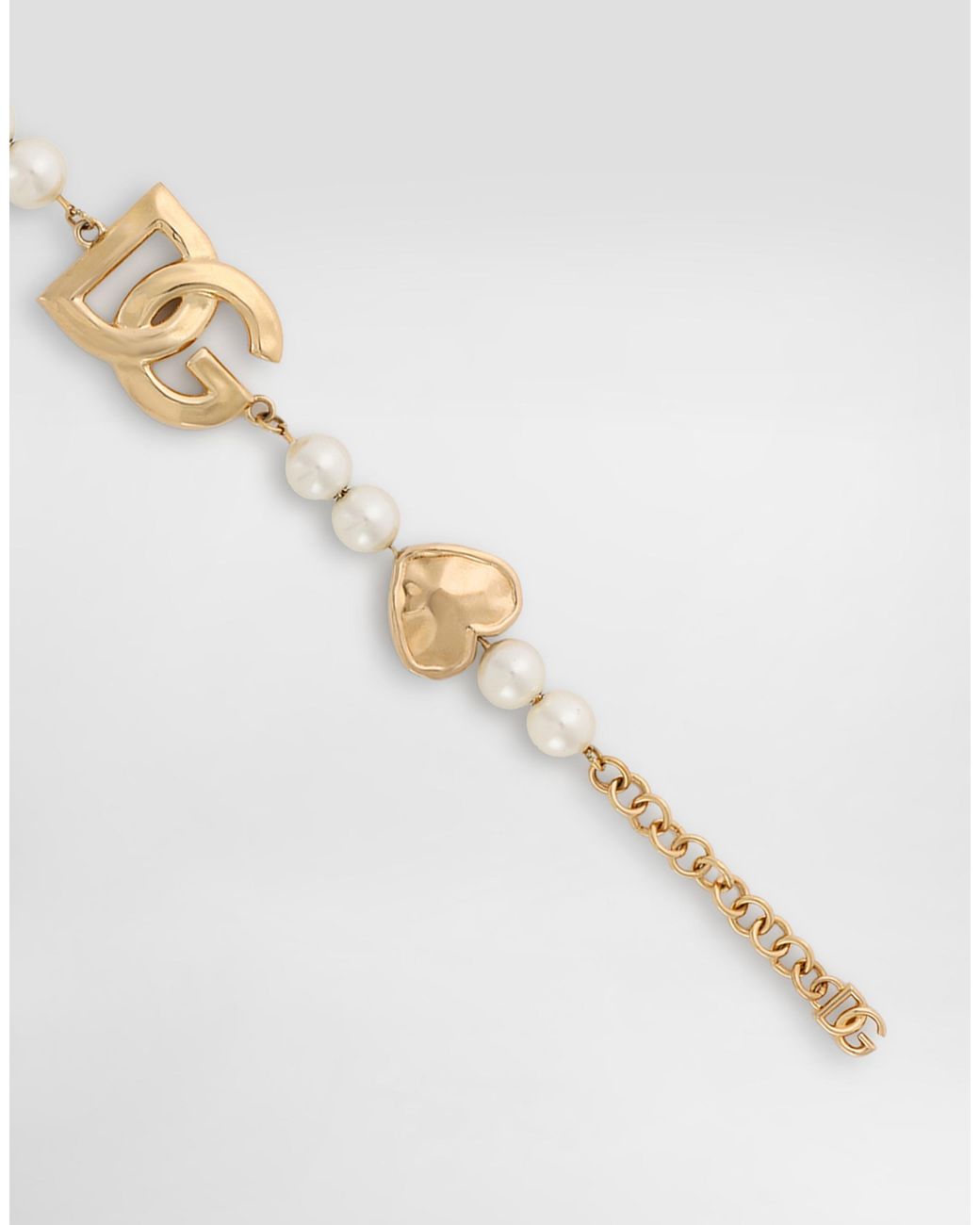 Dolce & Gabbana Metallic Bracelet With Hearts And Dg Logo