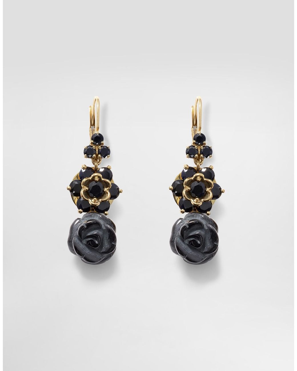Dolce & Gabbana Metallic Sicily Earrings 18-Carat, Sapphires And Jade