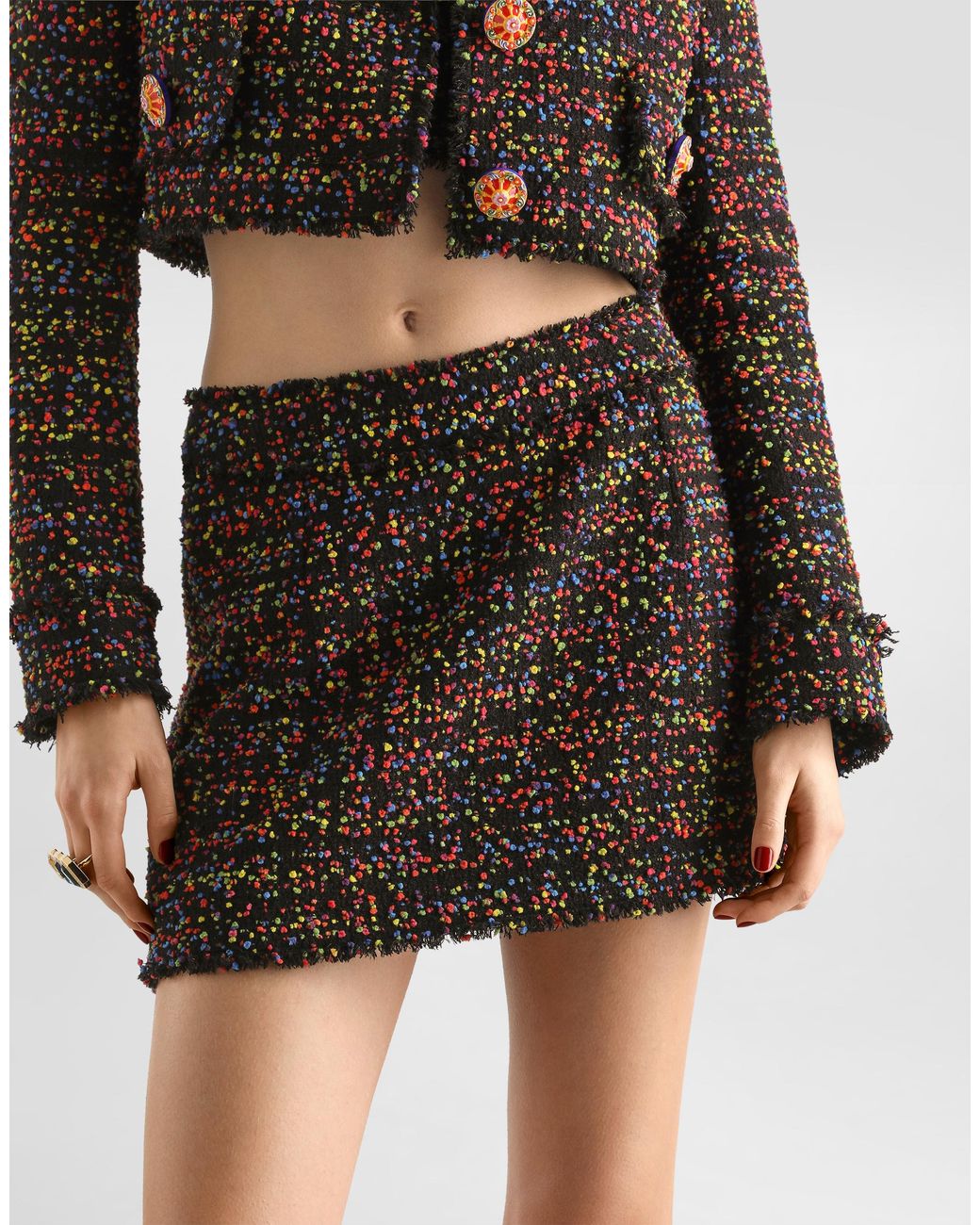 Dolce & Gabbana Black Tweed Miniskirt