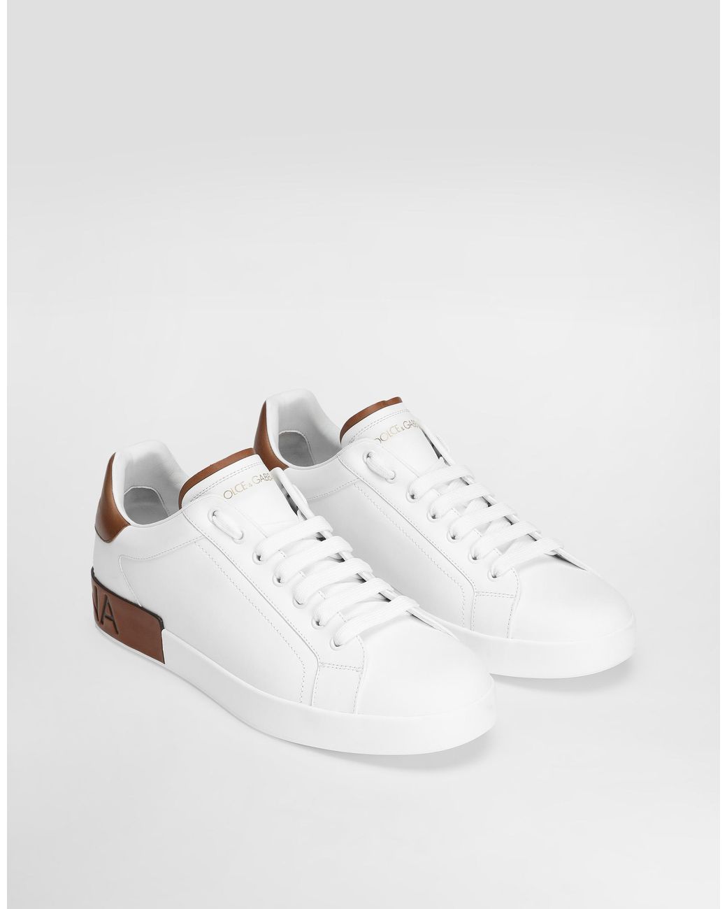 Dolce & Gabbana White Calfskin Portofino Sneakers for men