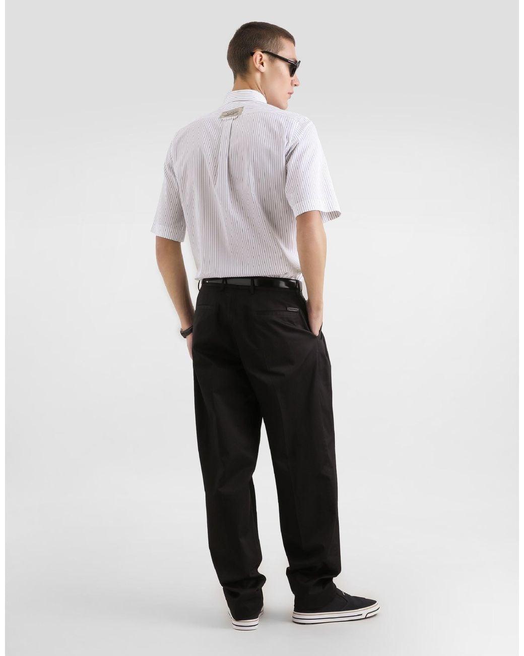 Dolce & Gabbana Black Cotton Gabardine Trousers for men