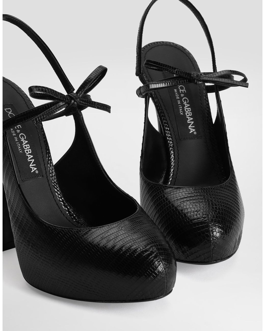 Dolce & Gabbana White Lizard Skin Slingbacks