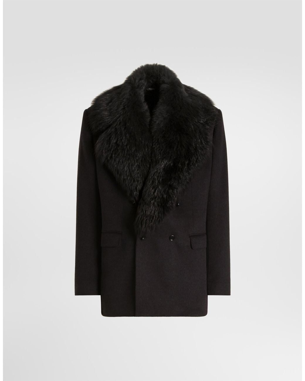 Dolce & Gabbana Black Palermo Double-Breasted Cashmere Jacket for men