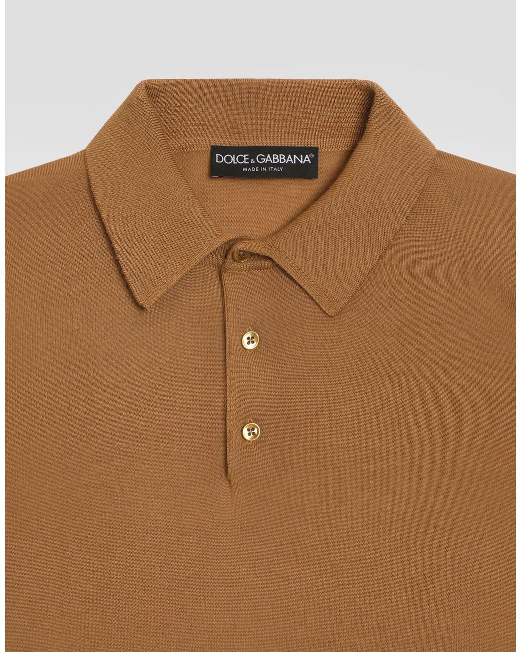Dolce & Gabbana Brown Fine-Gauge Cashmere Polo Shirt for men