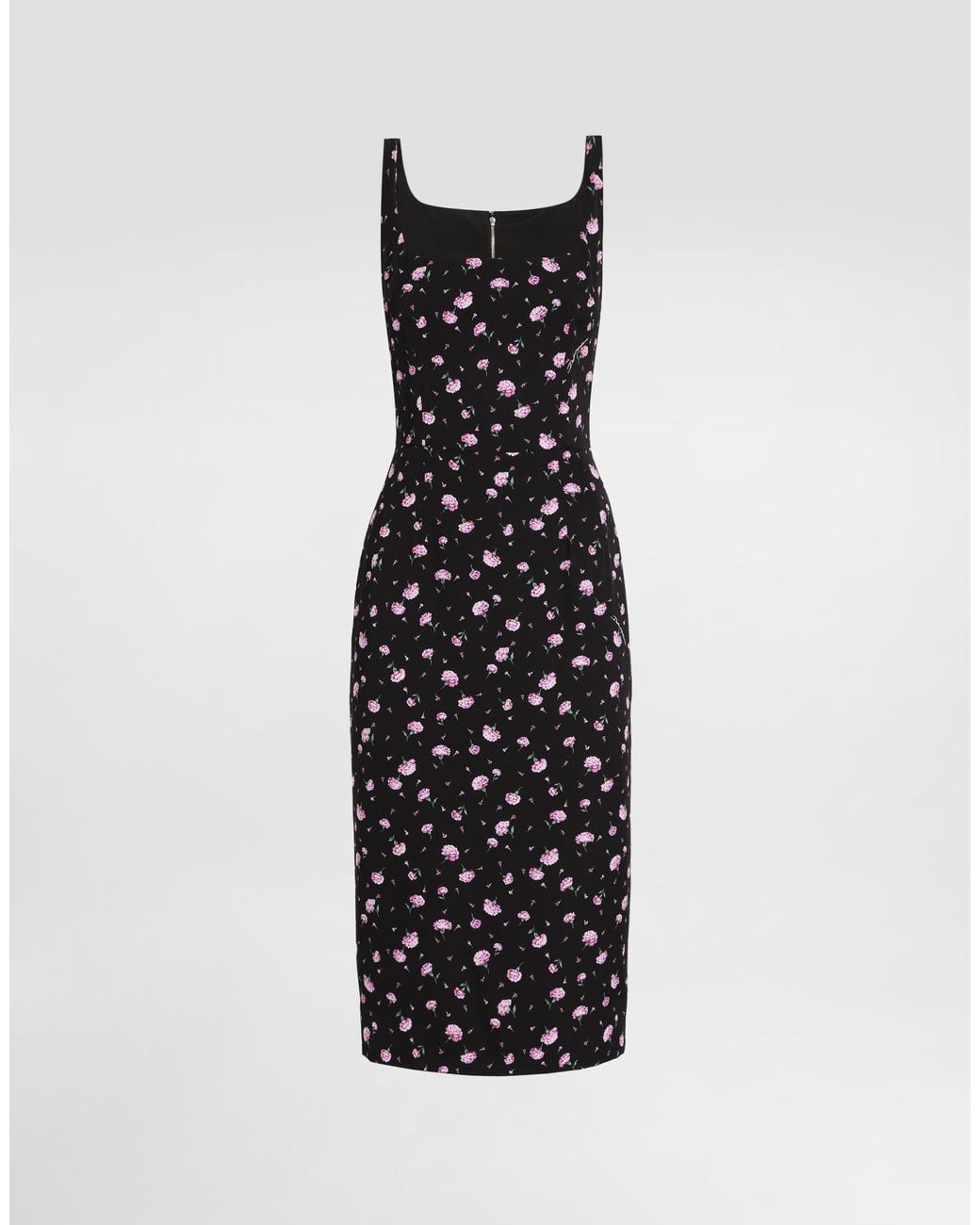 Dolce & Gabbana White Carnations-Print Sheath Dress