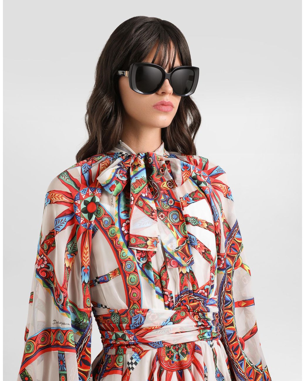 Dolce & Gabbana White Carretto-Print Devor� Twill Dress�