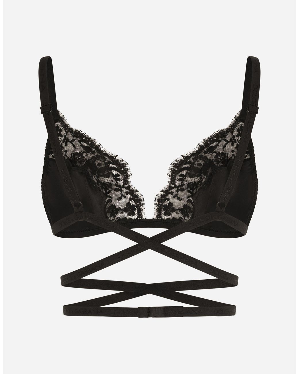 Dolce & Gabbana Black Satin And Lace Triangle Bra