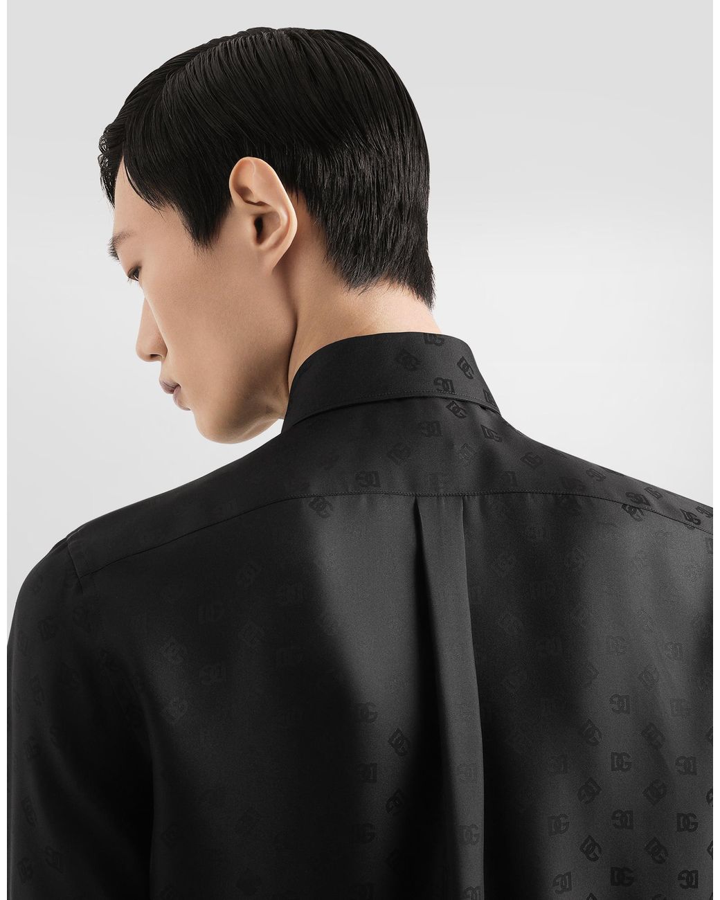 Dolce & Gabbana Black Dg Logo Martini Jacquard Shirt for men