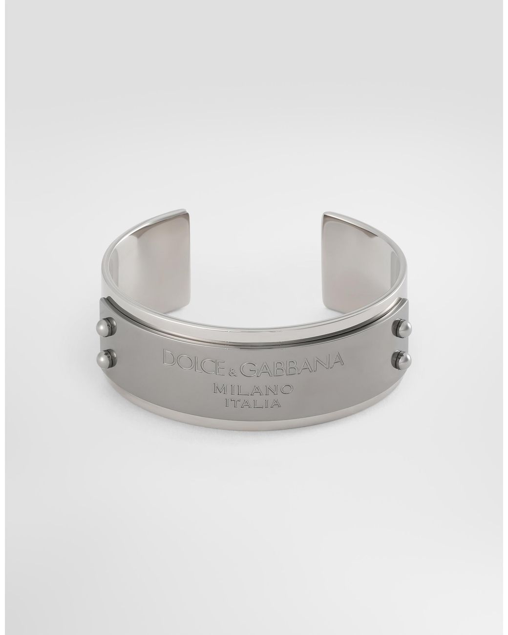 Dolce & Gabbana Gray Logo-Engraved Bangle for men