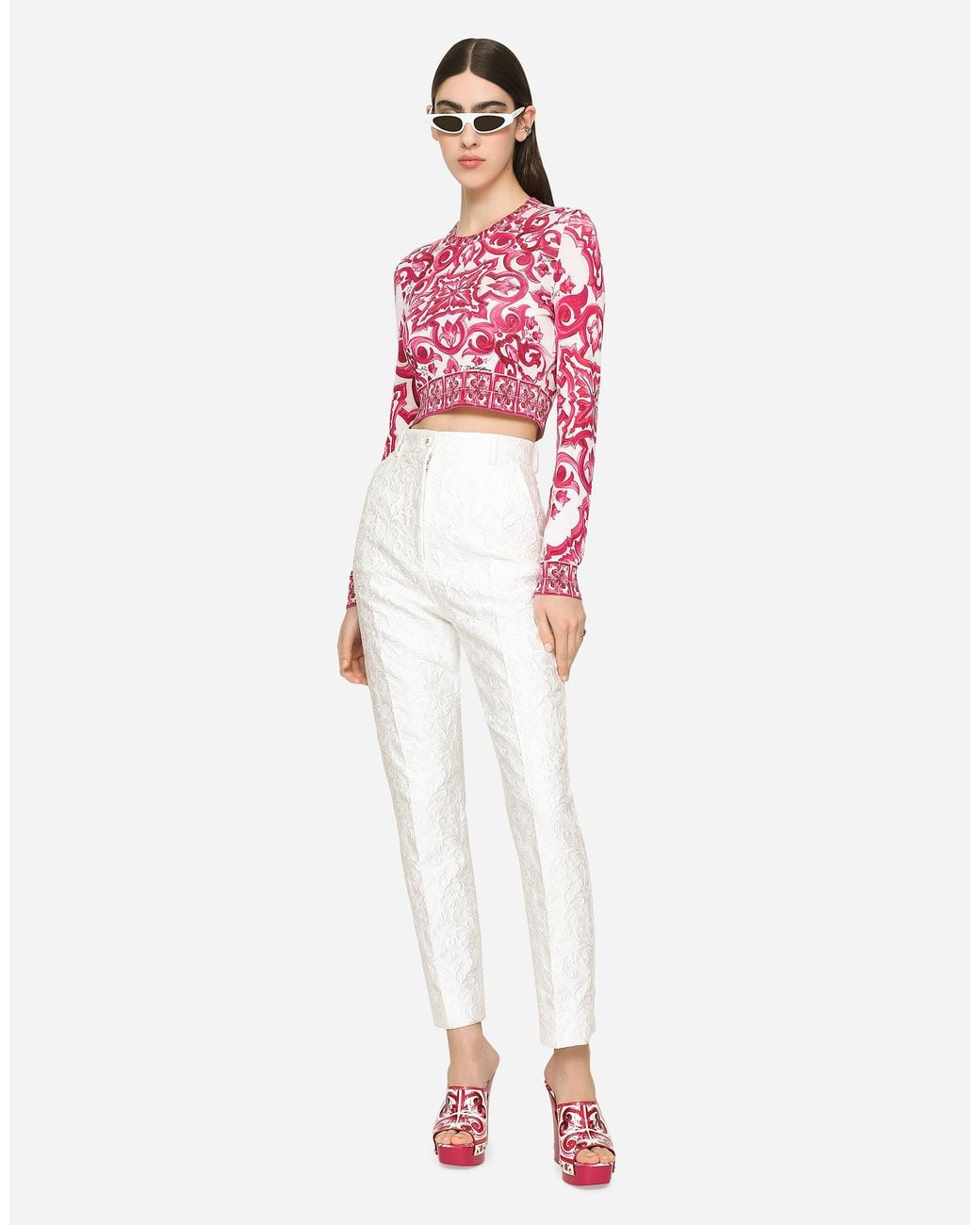 Dolce & Gabbana White Brocade Pants