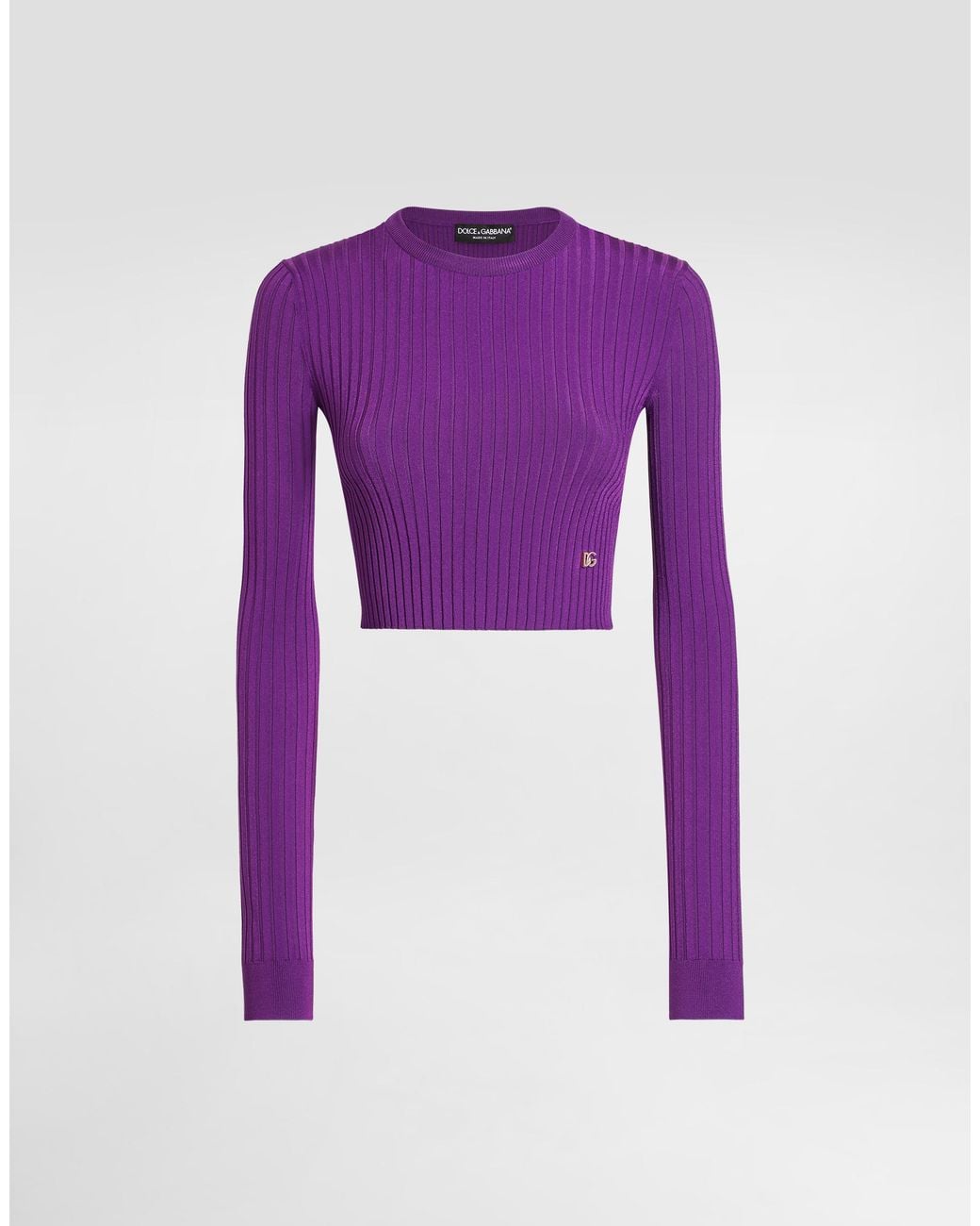 Dolce & Gabbana Purple Logo-Plaque Jumper