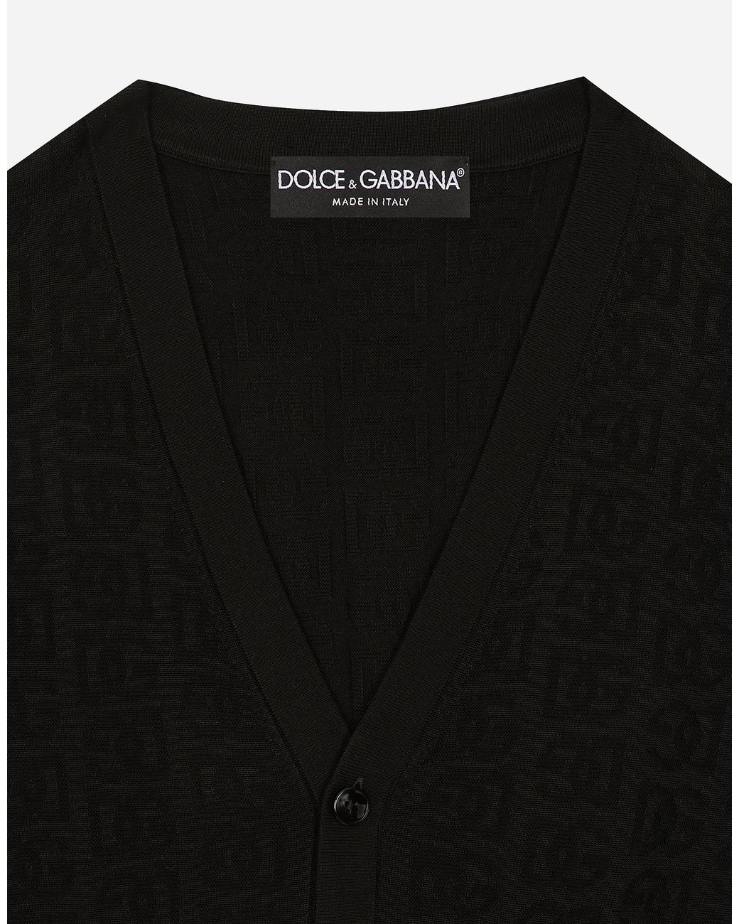 Dolce & Gabbana Black Silk Cardigan With Dg Logo for men