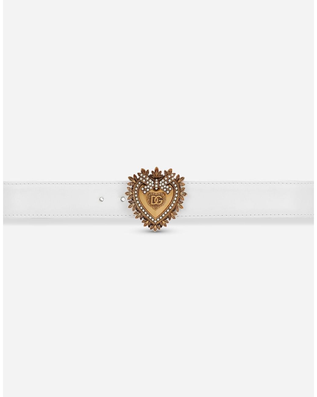 Dolce & Gabbana White Devotion Heart Adjustable Leather Belt