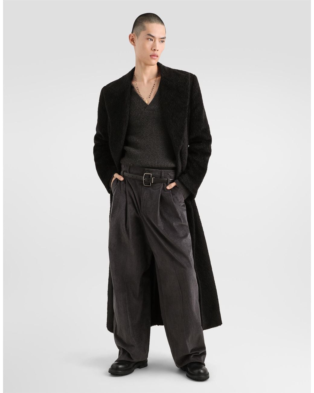 Dolce & Gabbana Gray Velvet Trousers for men