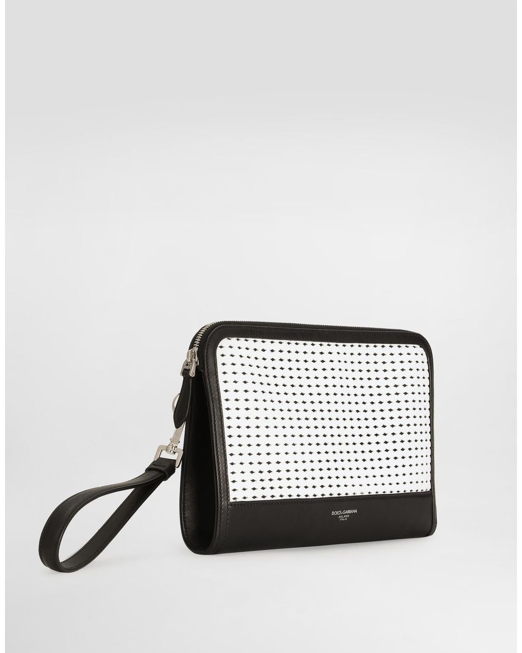 Dolce & Gabbana White Atene Plongé Calfskin Clutch Bag for men