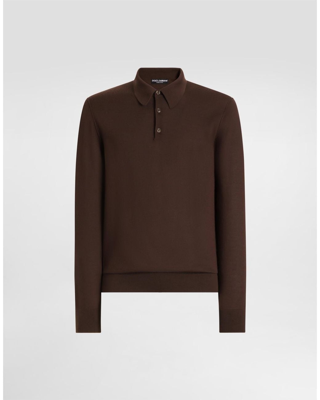 Dolce & Gabbana Brown Knit Cashmere Polo Shirt for men