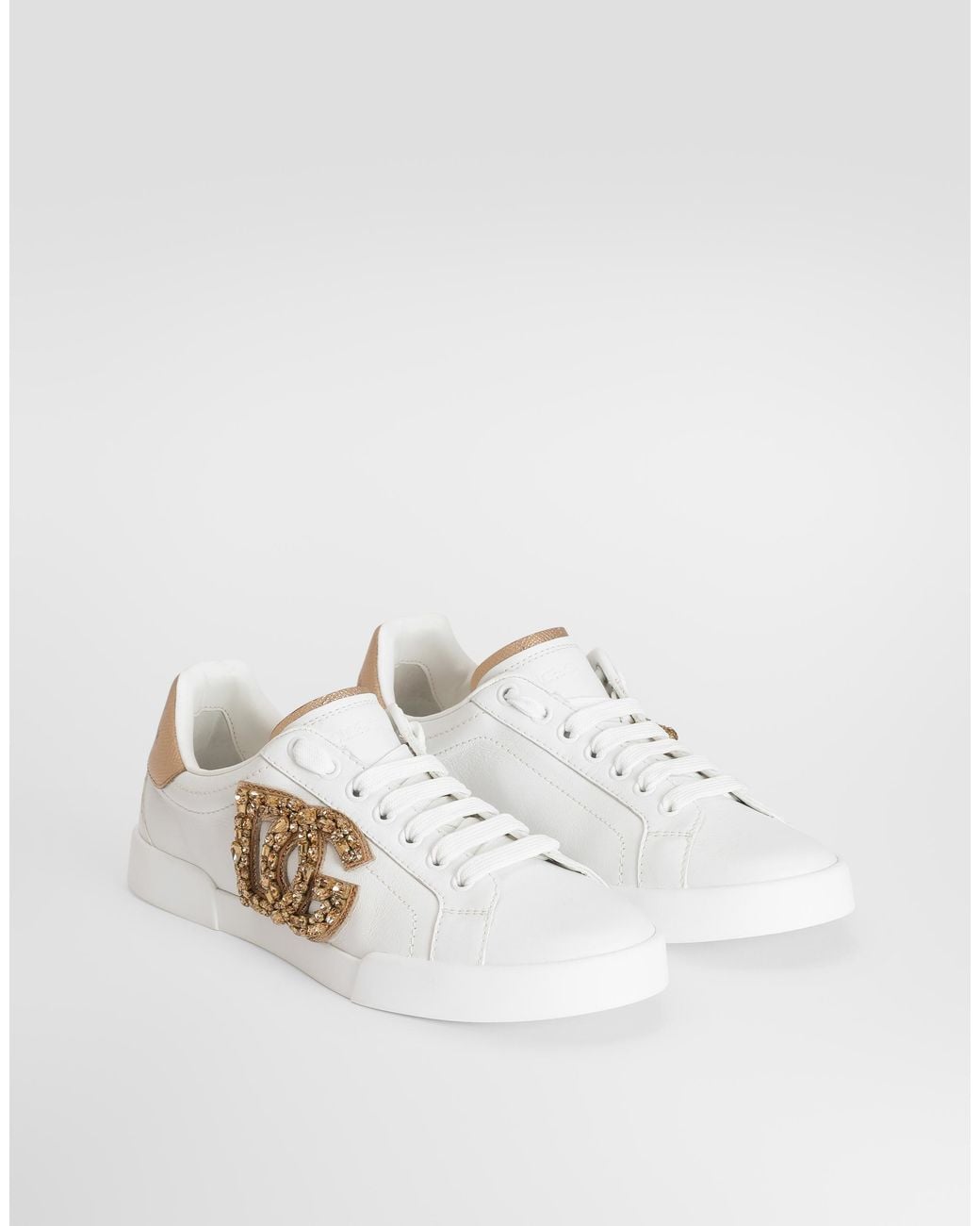 Dolce & Gabbana White Portofino Dg Applique Sneakers