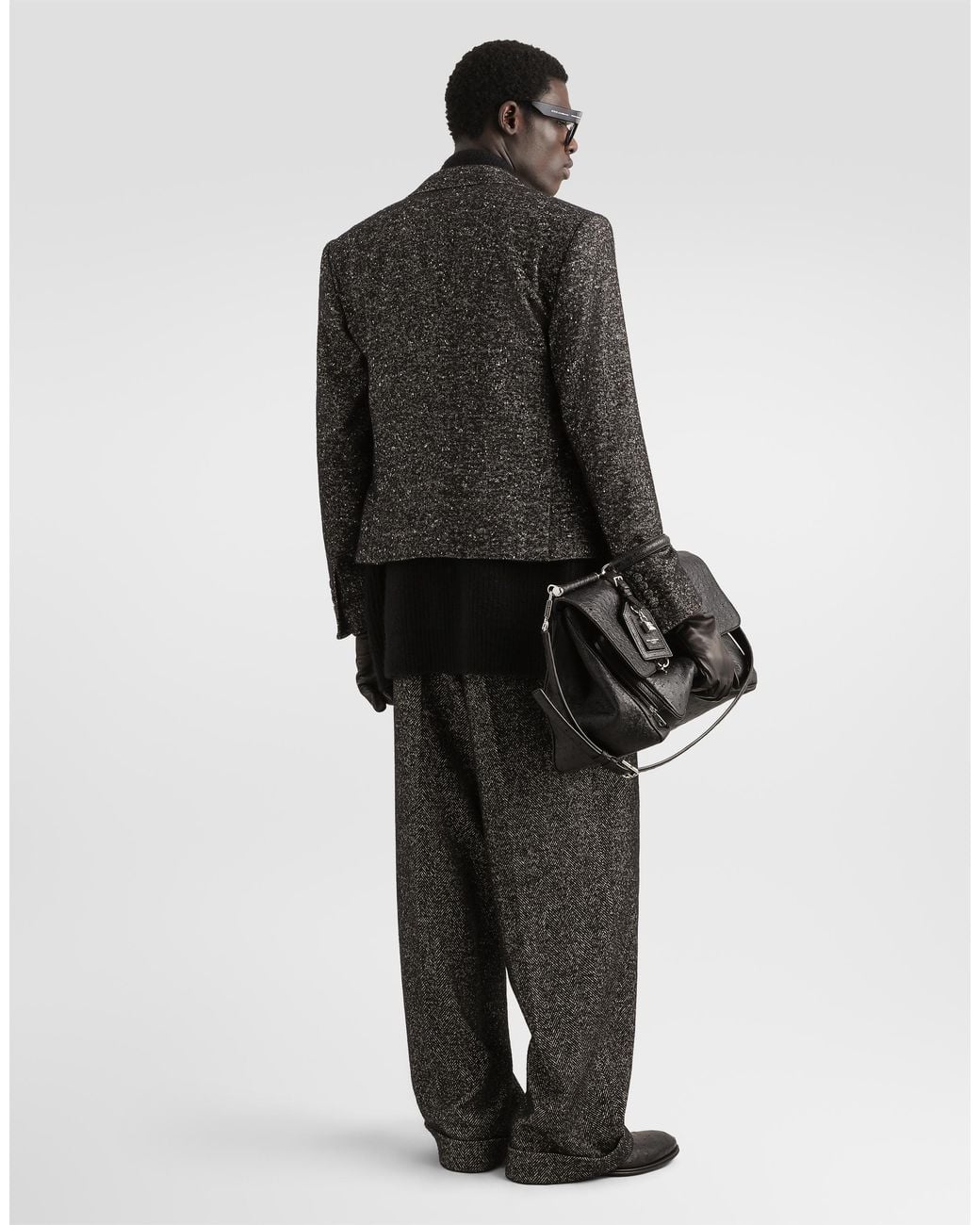 Dolce & Gabbana Gray Textured Wool Blend Trousers for men