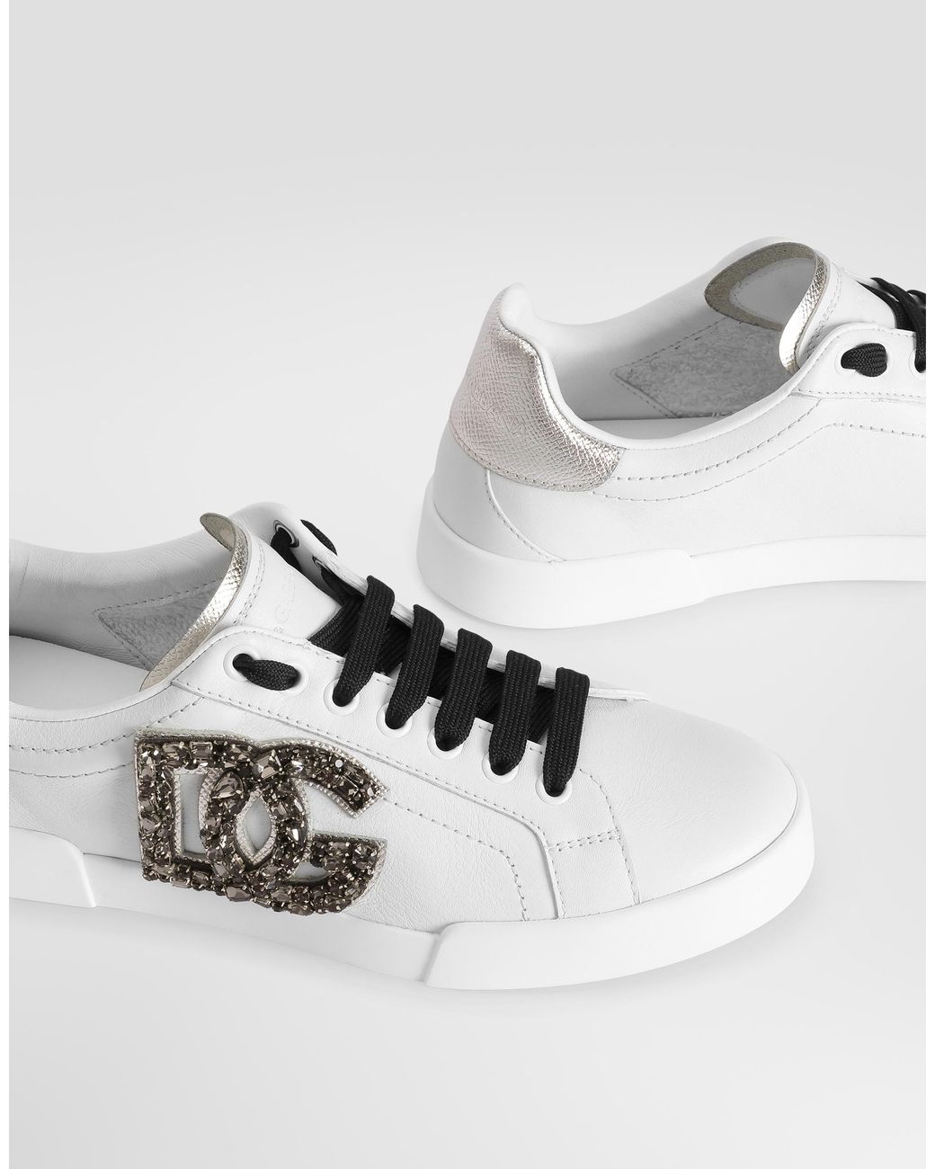 Dolce & Gabbana White Portofino Dg Applique Sneakers