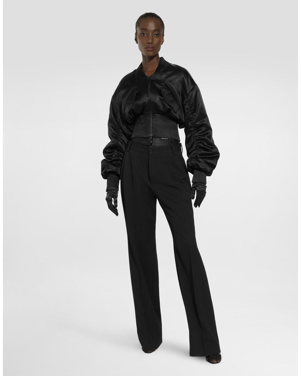 Dolce & Gabbana Black Flared Woolen Pants