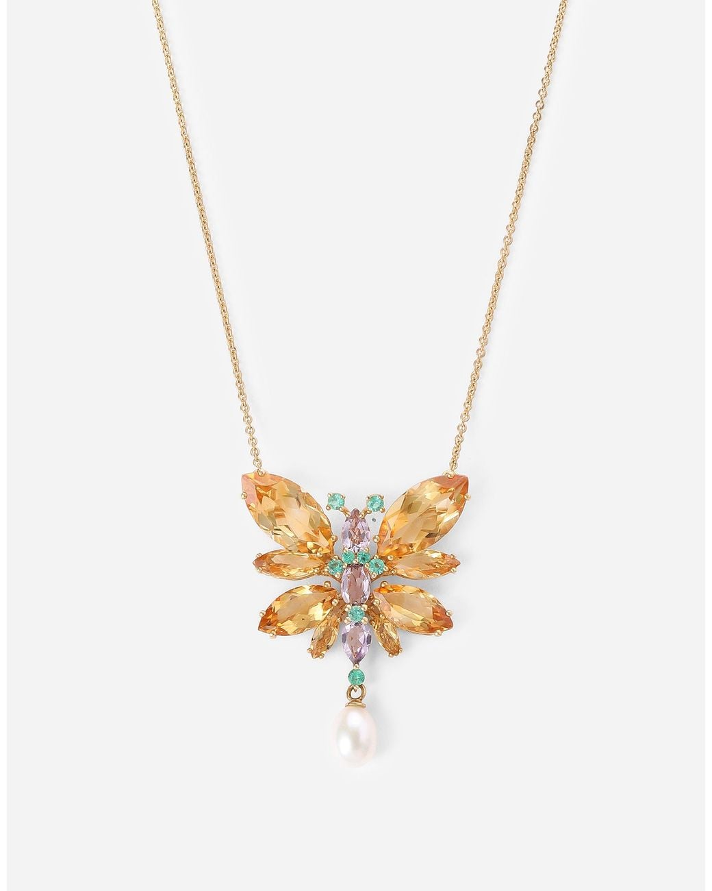 Dolce & Gabbana White Butterfly Necklace 18-Carat And Citrines
