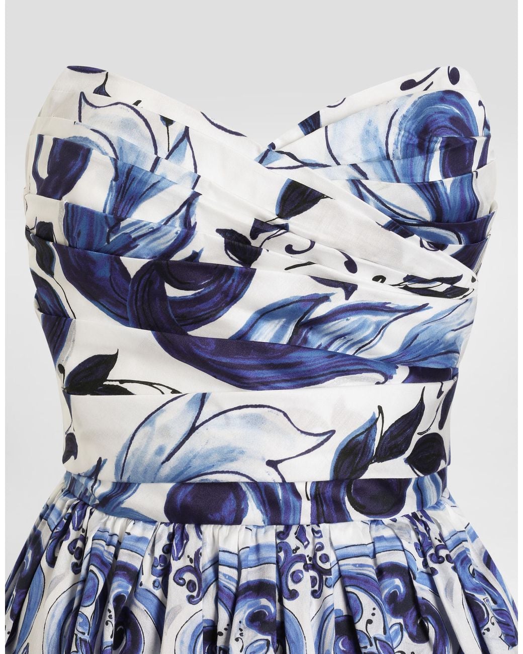 Dolce & Gabbana Dg Exclusive Majolica- Cotton Satin Dress in Blue | Lyst Dolce & Gabbana Dg Exclusive Majolica- Cotton Satin Dress in Blue | Lyst