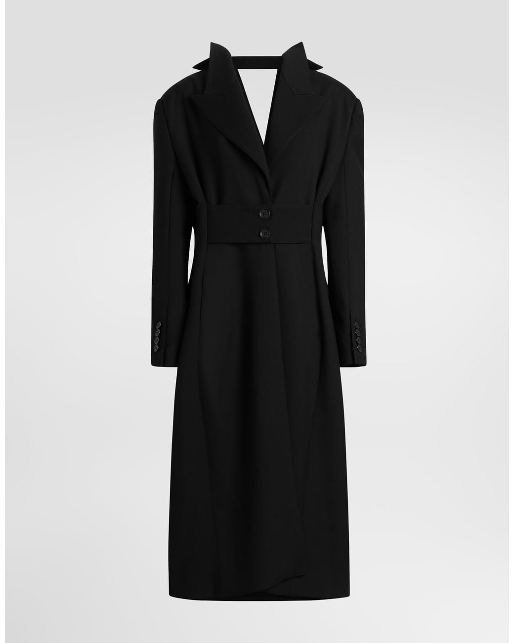 Dolce & Gabbana Black Wool Gabardine Coat