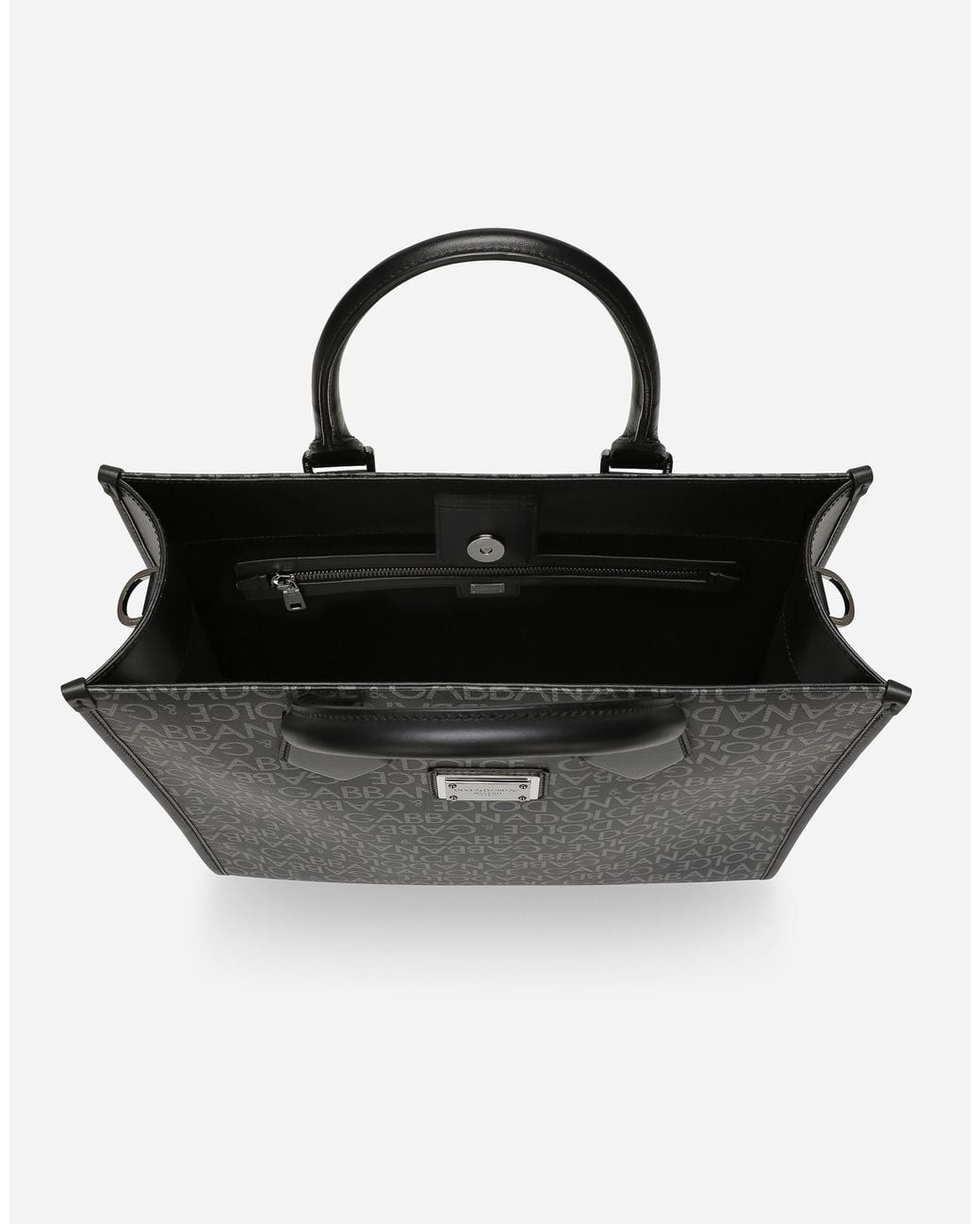 Dolce & Gabbana Black Medium Coated Jacquard Shopper for men