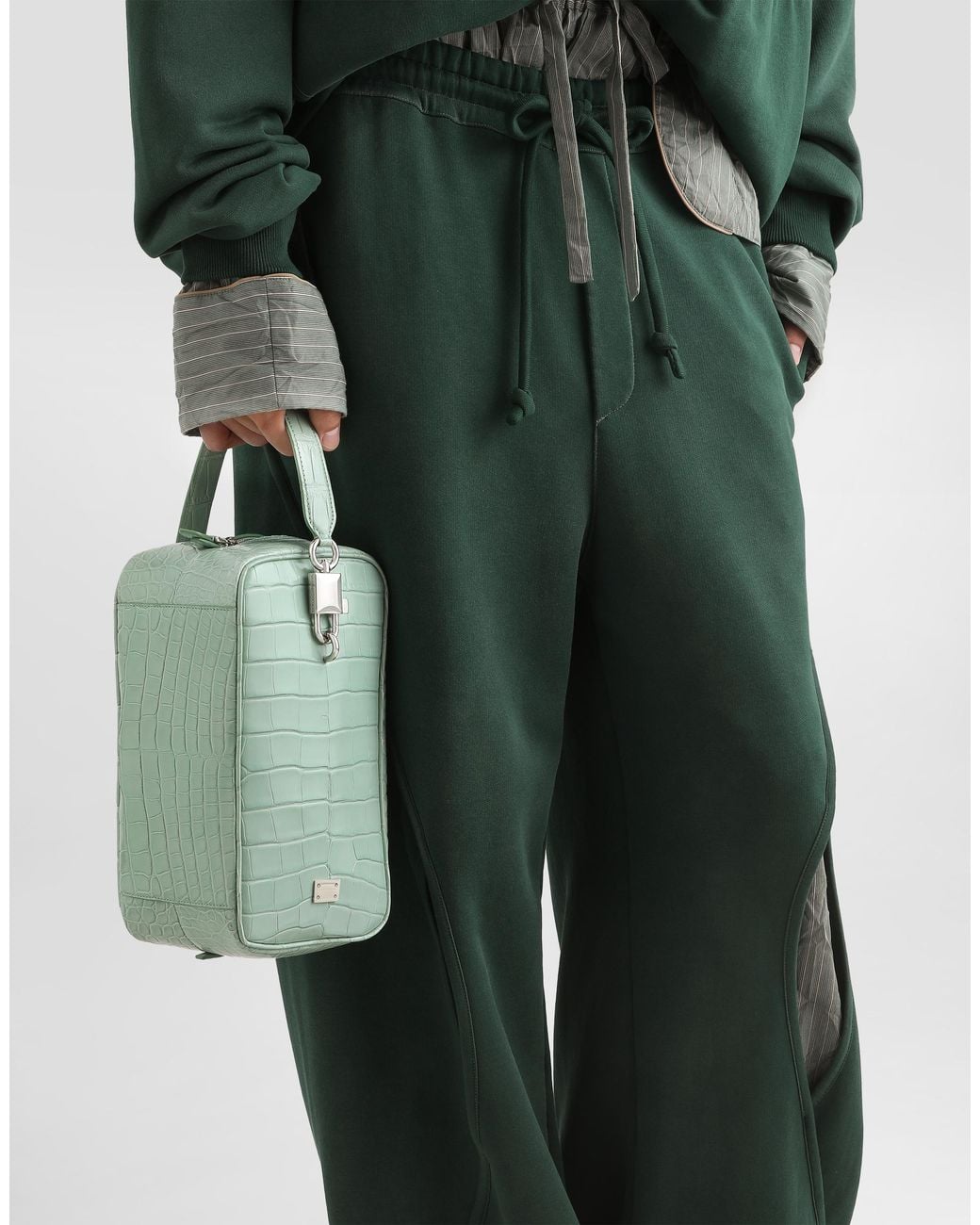 Dolce & Gabbana Green Lock Polished Alligator Handbag for men