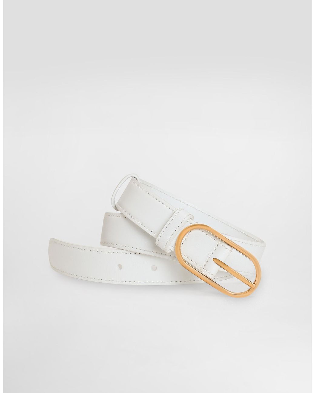 Dolce & Gabbana White Leather Belt