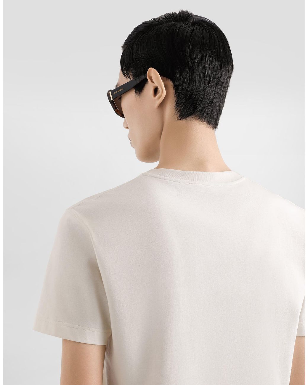Dolce & Gabbana White T-Shirt With Embroidered Logo for men