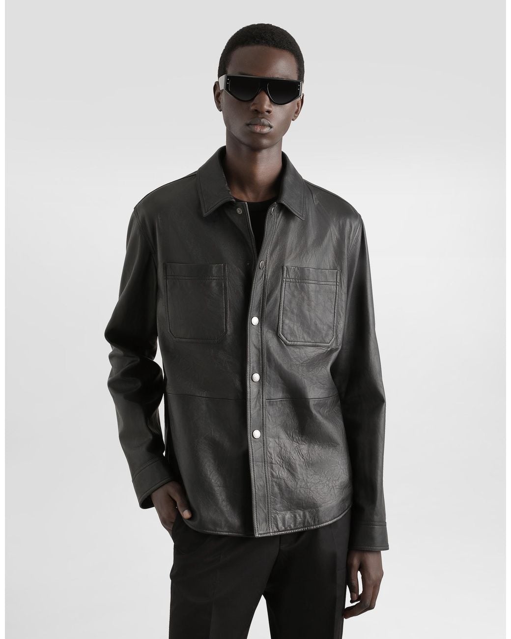 Dolce & Gabbana Lederhemd in Black für Herren