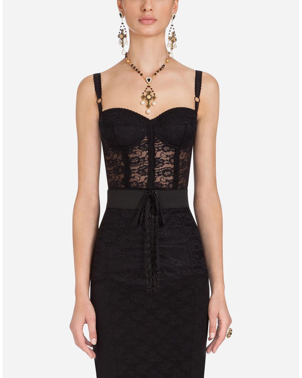 Floral lace bustier in black - Dolce Gabbana