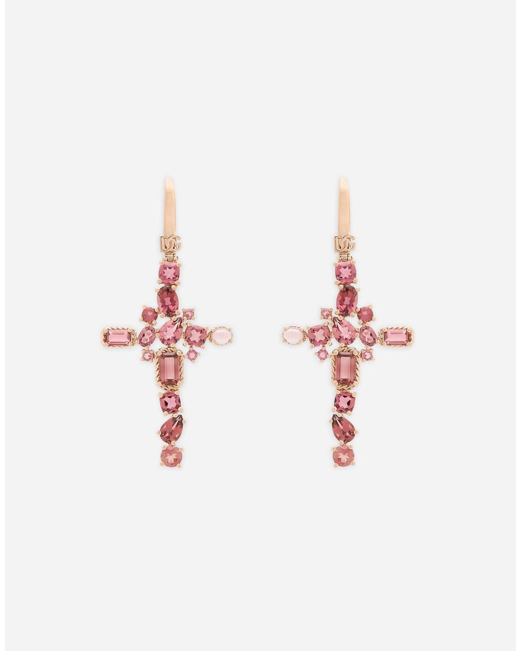 Dolce & Gabbana White Monochrome Earrings 18 Carat And Tourmalines