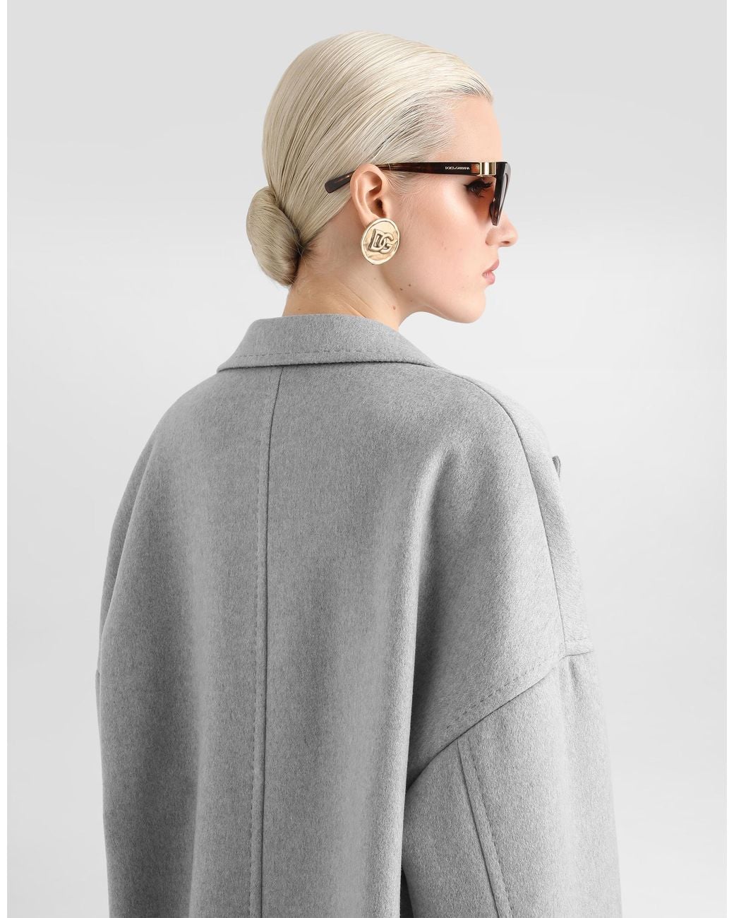 Dolce & Gabbana Gray Double-Breasted Cashmere Coat
