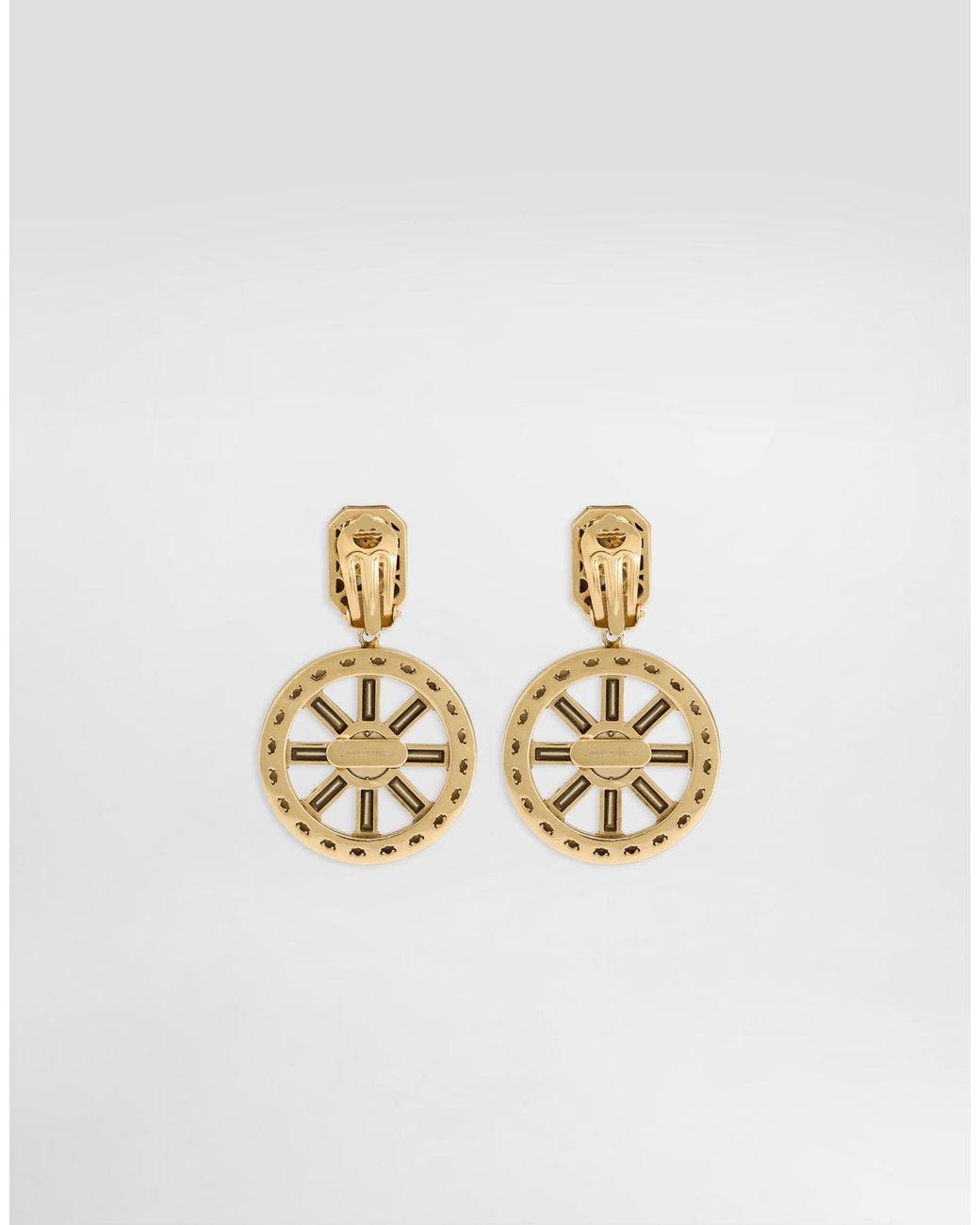 Dolce & Gabbana White Carretto Wheel Clip Earrings