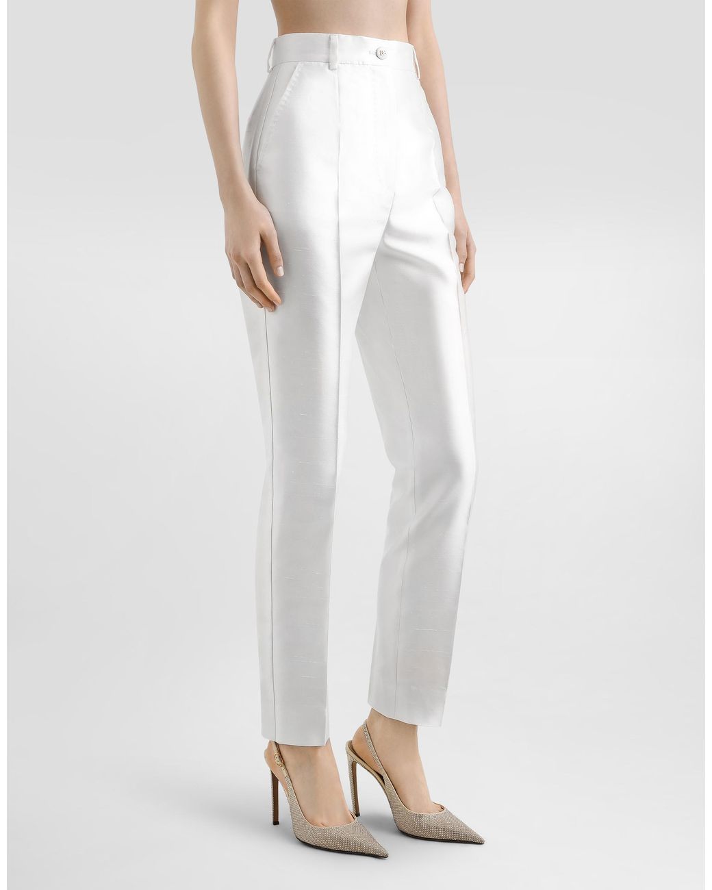 Dolce & Gabbana White Silk Trousers