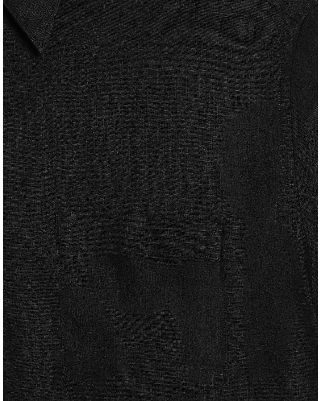 Dolce & Gabbana Black Linen Canvas Shirt With Dg Embroidery for men