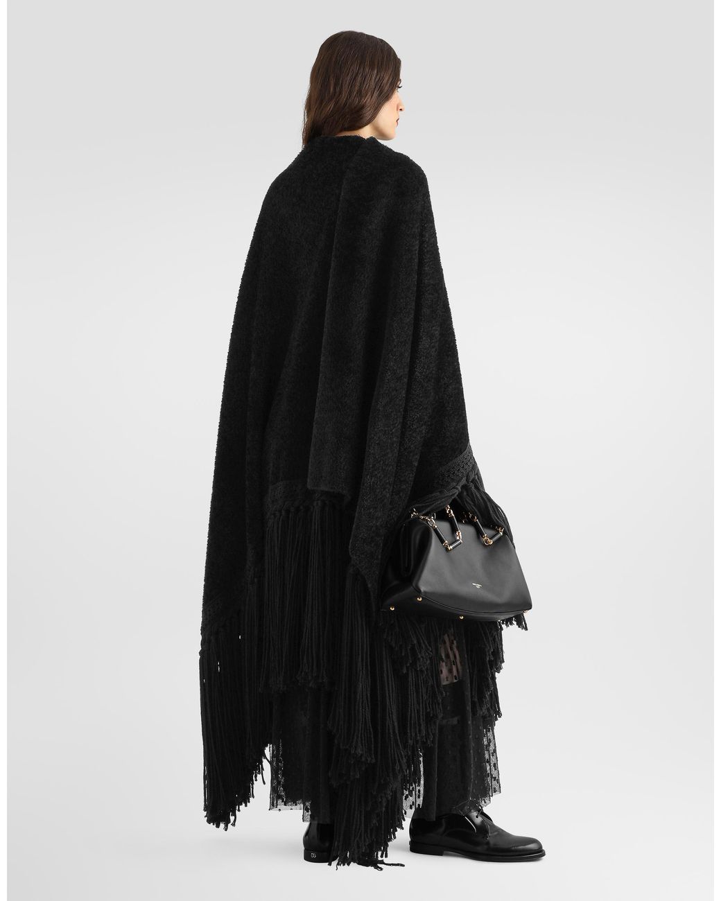 Dolce & Gabbana Black Wool Cape