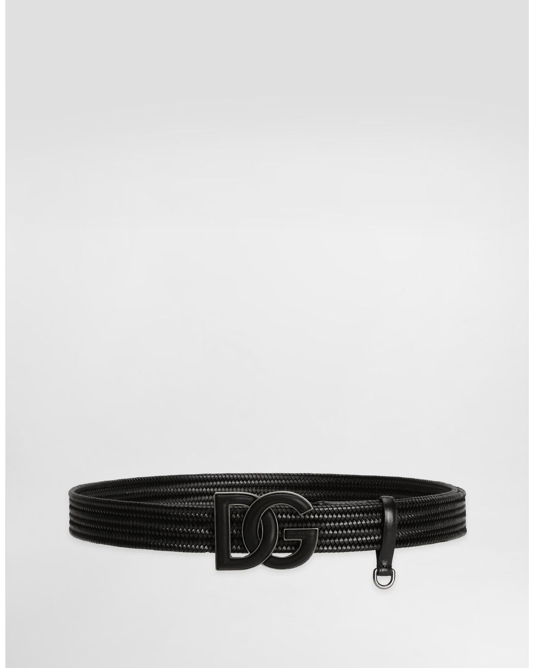Dolce & Gabbana White Woven Calfskin Belt for men