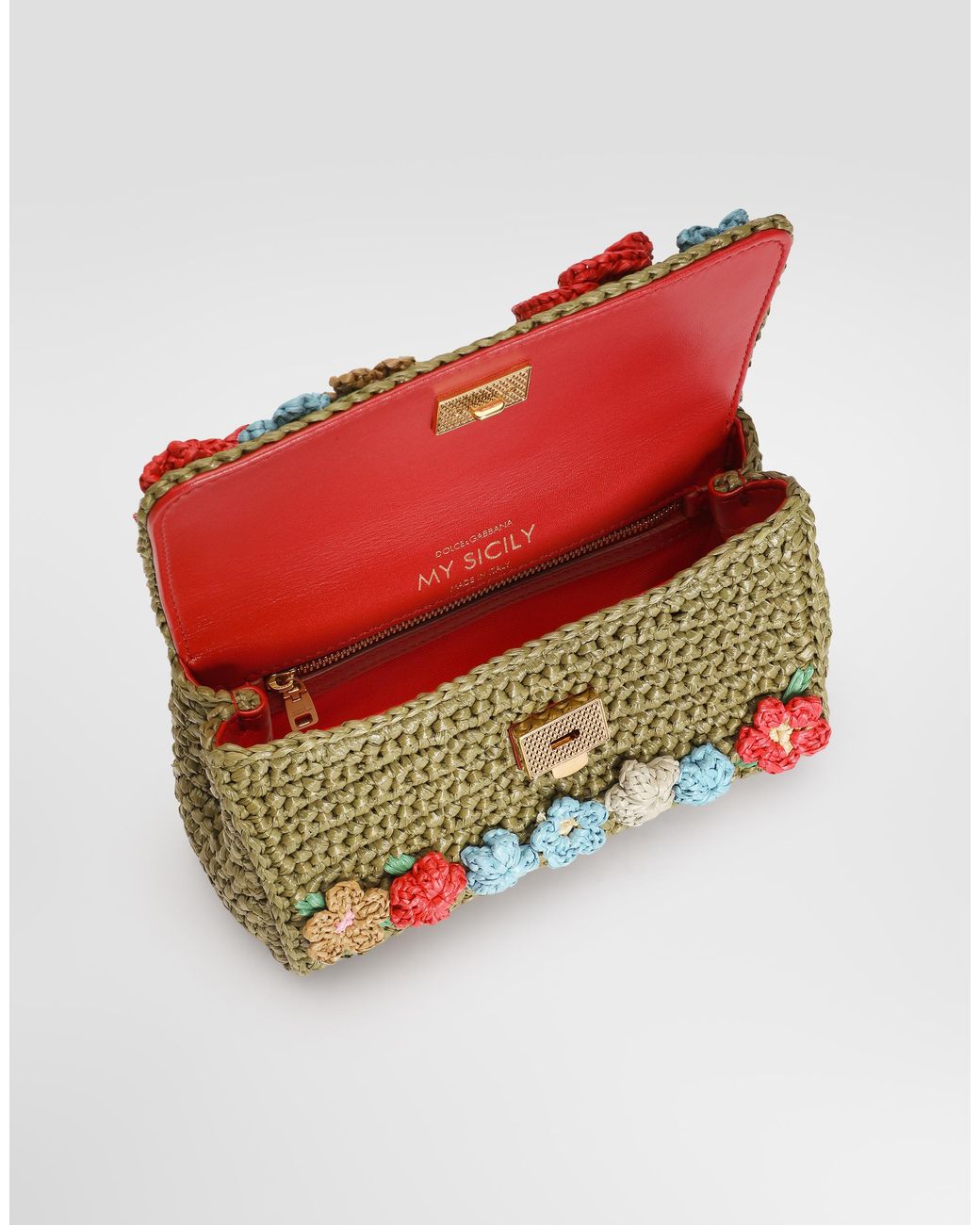 Dolce & Gabbana Red My Sicily Raffia Crochet Handbag
