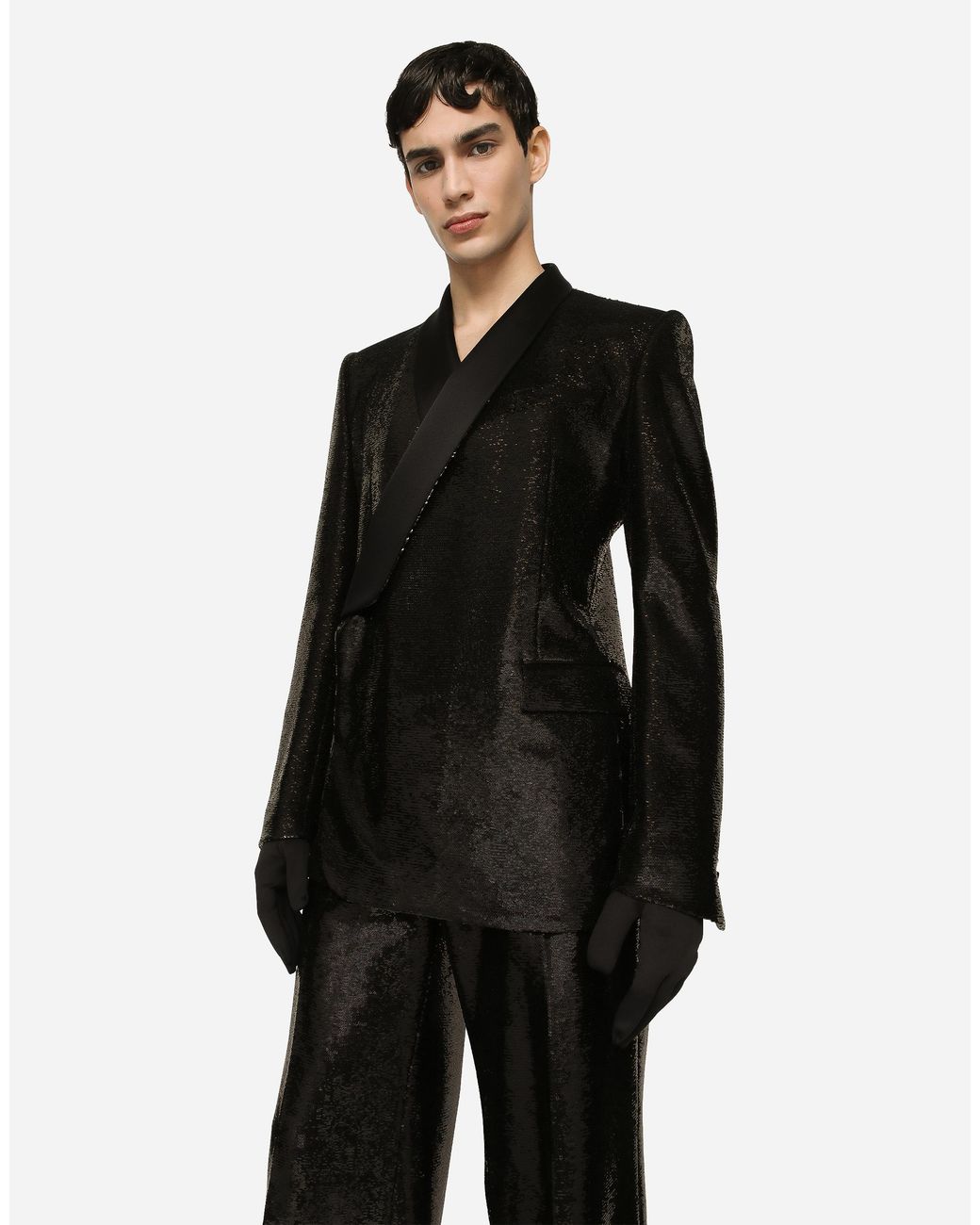 Giacca Sicilia Tuxedo Doppiopetto di Dolce & Gabbana in Black da Uomo