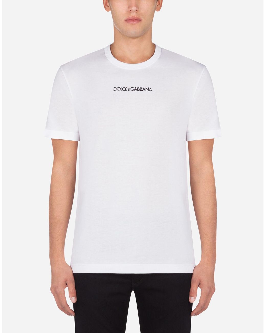Dolce & Gabbana Cotton T-shirt With Dolce&gabbana Embroidery in White ...