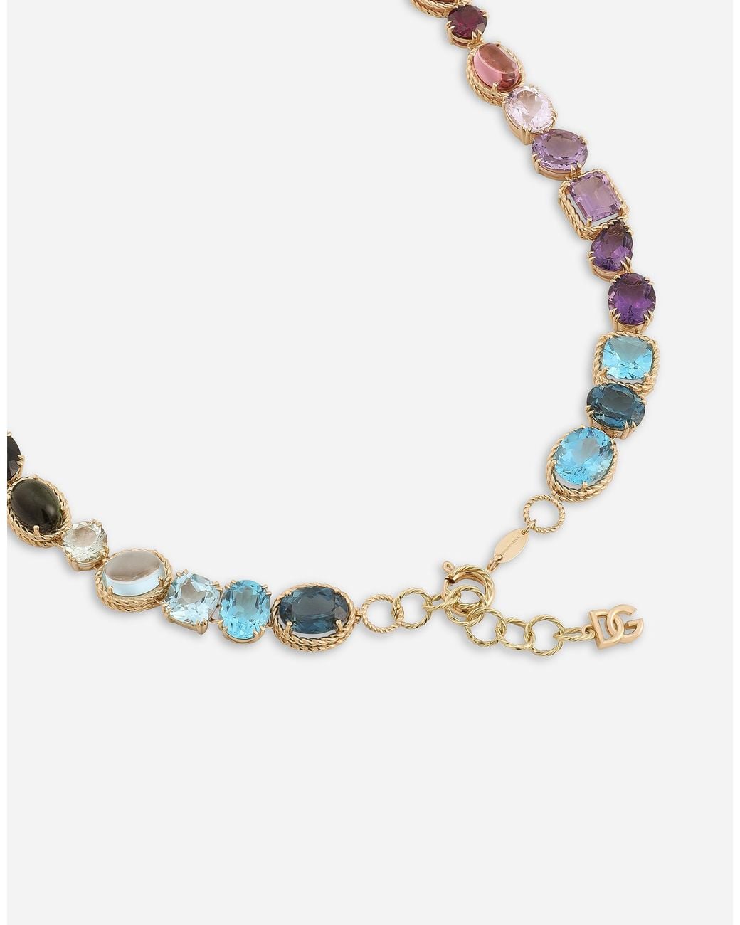 Dolce & Gabbana White Multicolor Gemstone Rainbow Necklace