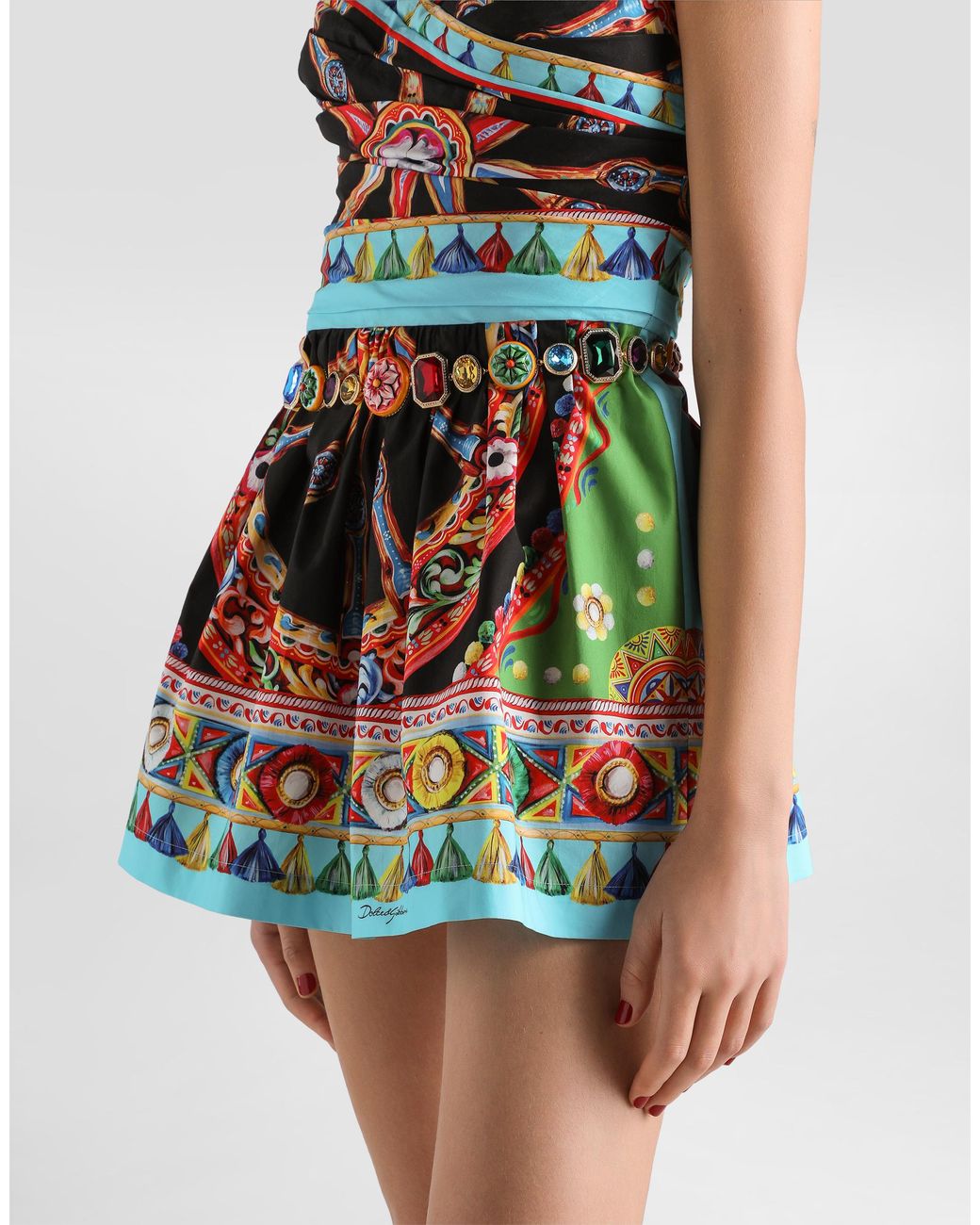 Dolce & Gabbana White Carretto-Print Poplin Dress