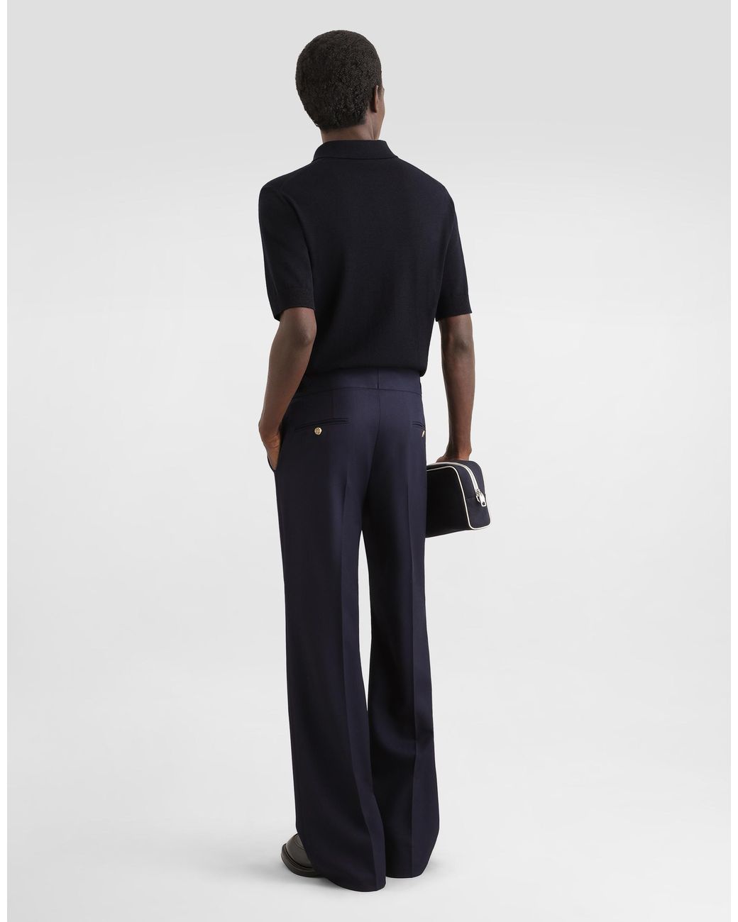 Dolce & Gabbana Black Virgin Wool Polo Shirt With Logo for men