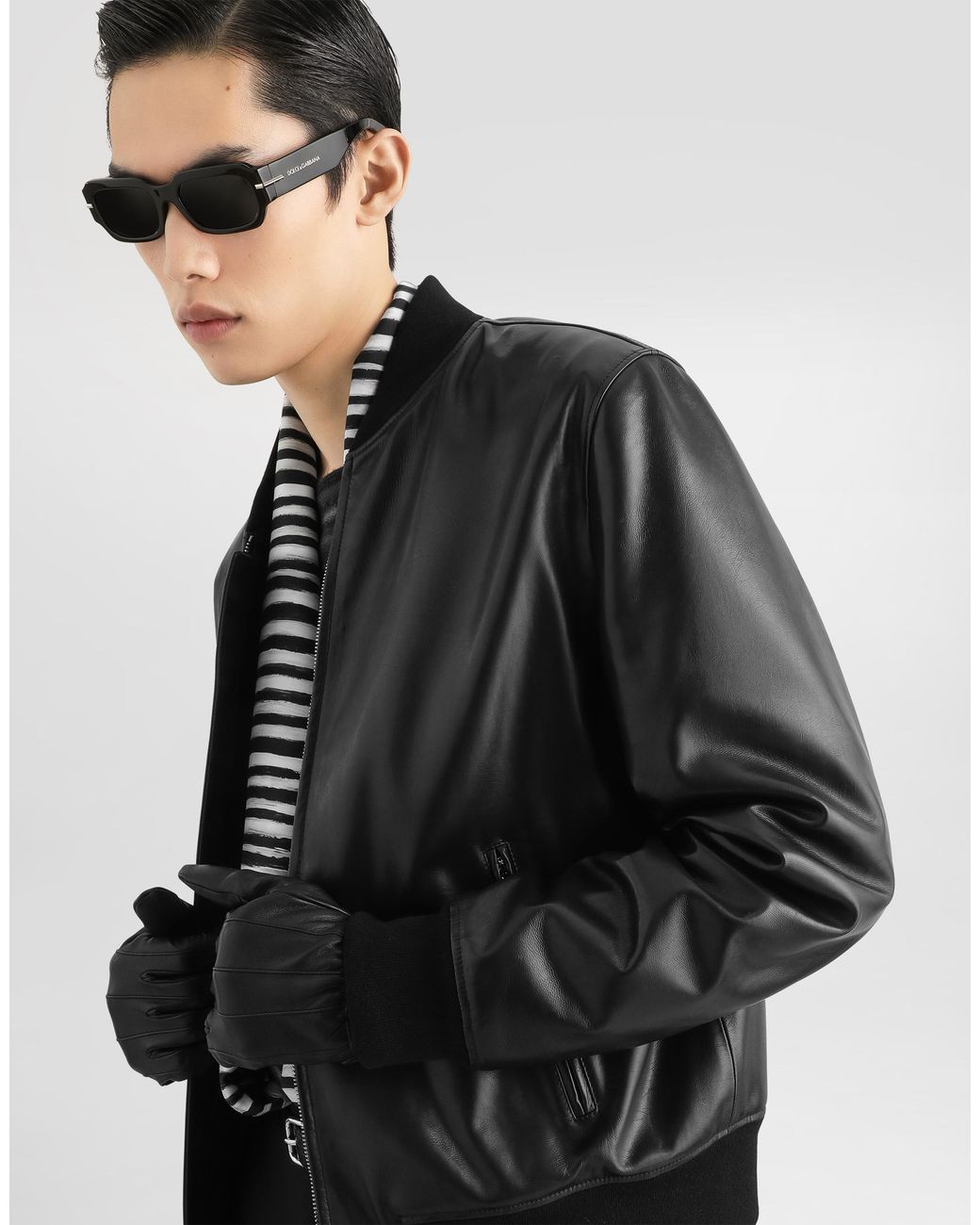 Dolce & Gabbana Black Calfskin Bomber Jacket� for men