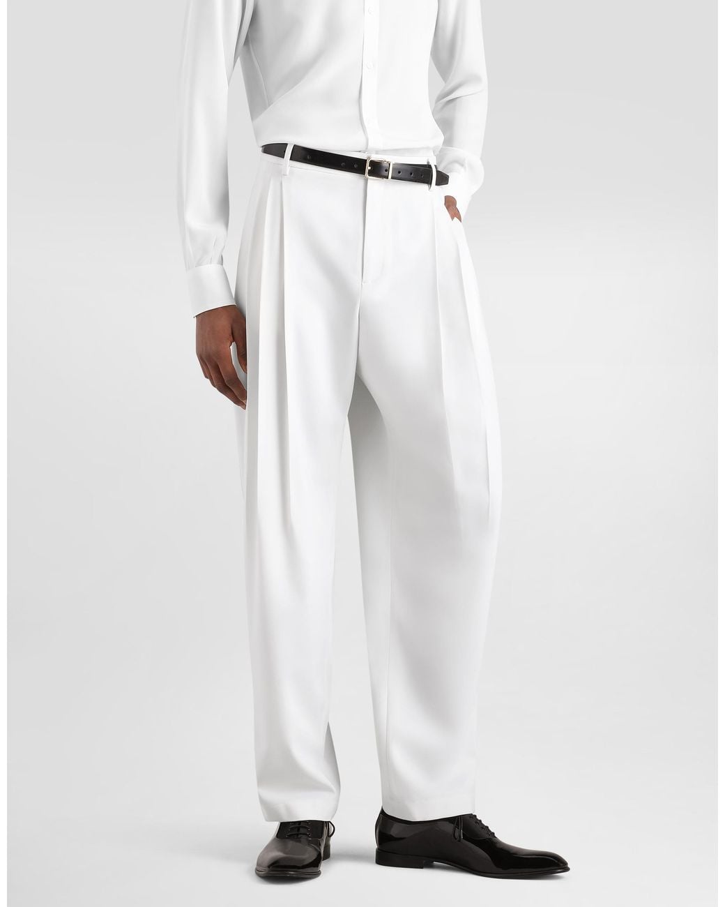 Dolce & Gabbana White Micro-Rib Trousers for men