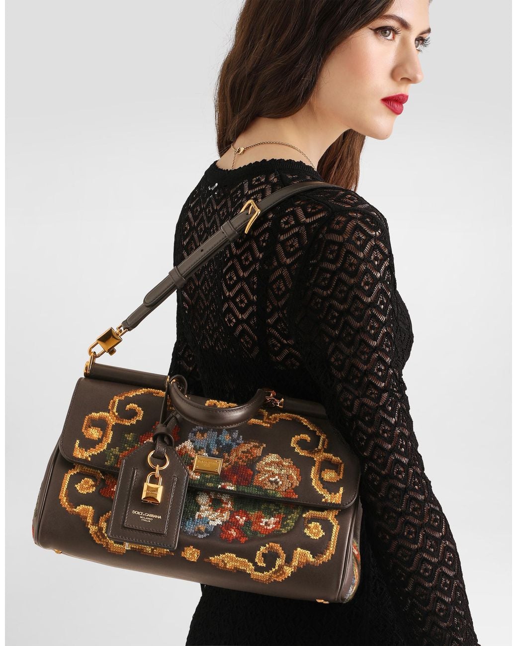 Dolce & Gabbana Multicolor Medium My Sicily Handbag With Fine Stitch Embroidery
