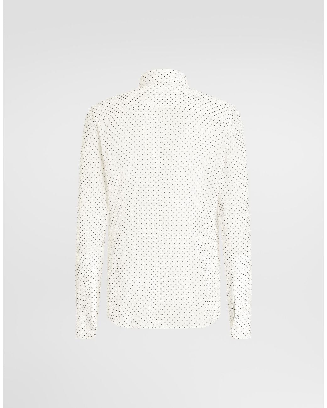Dolce & Gabbana White Sicilia Polka Dot Silk Shirt for men